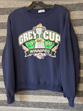 Vintage Winnipeg Blue Bombers 1998 Grey Cup Navy Crewneck Sweatshirt Boxy XL EUC